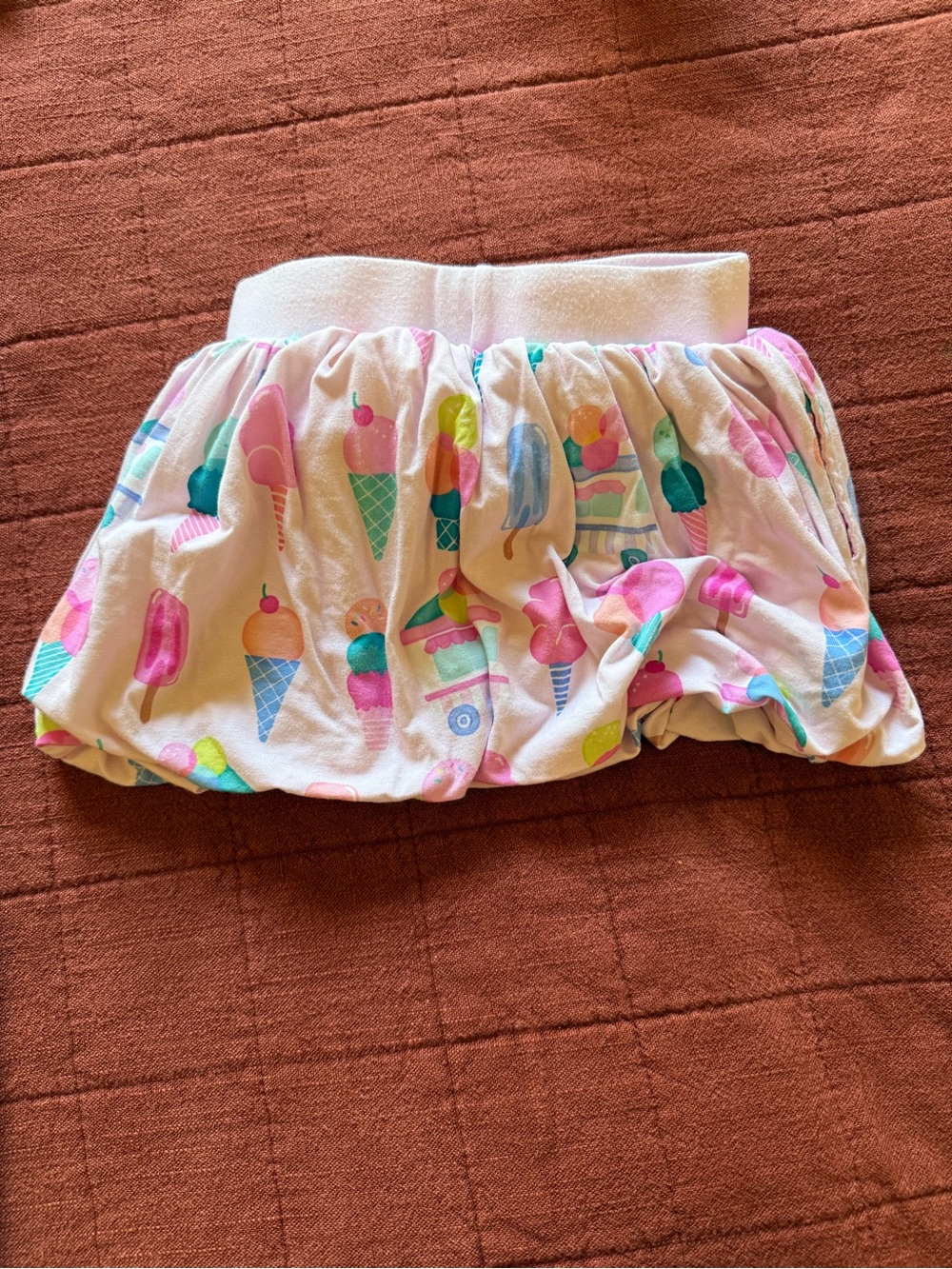 Luxe White Bubble skort with Colorful Ice Cream Print